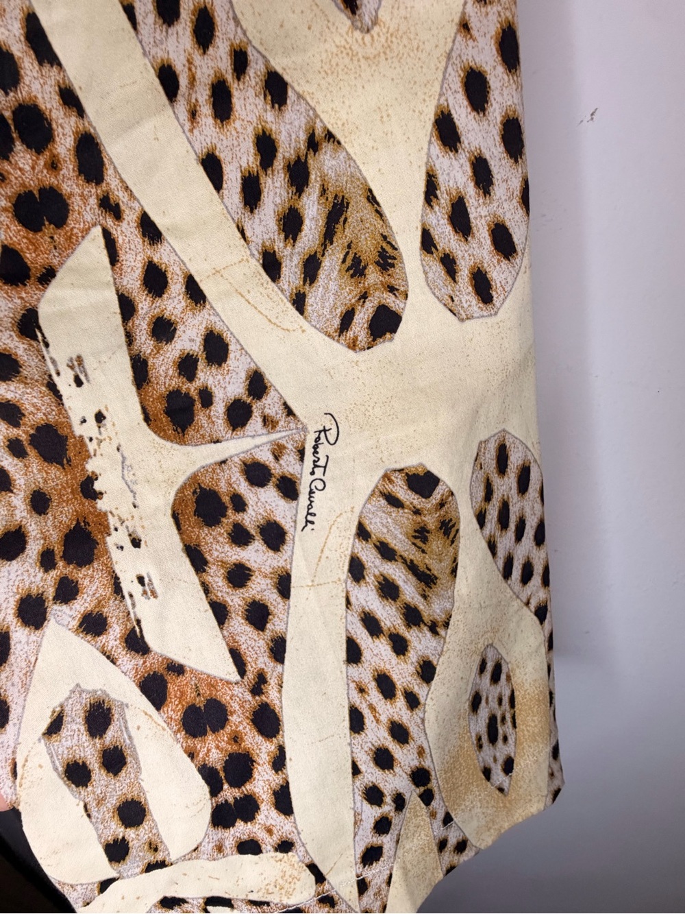 Roberto Cavalli Cream and Brown Leopard-Accent High-Waist Pants - Picture 6 of 10